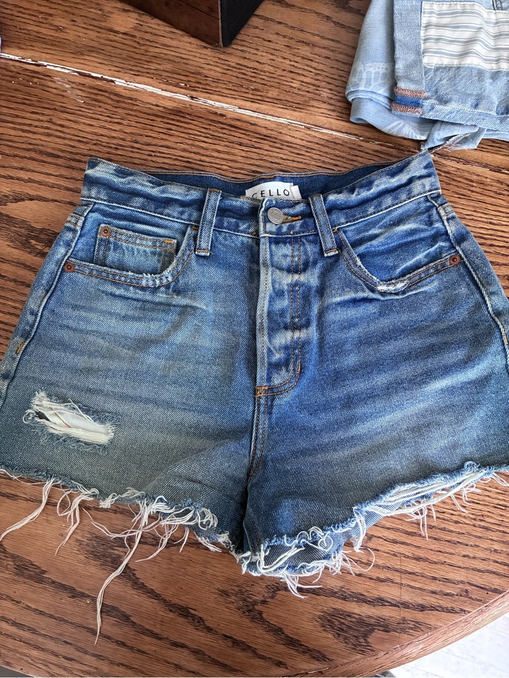 Cello Distressed Blue Denim Jean Shorts